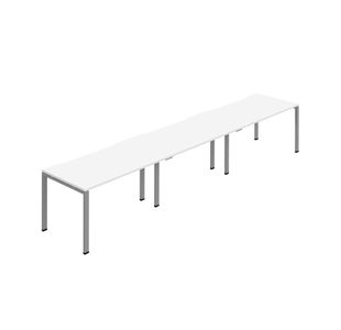 Jemini Three Person Bench Desk 1600x800mm White/Silver (Set of 3) KF800430