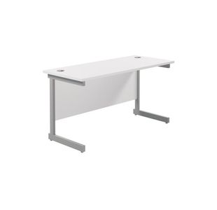 Jemini Single Rectangular Desk 1200x600x730mm White/Silver KF800431