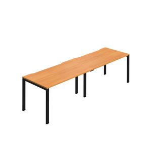 Jemini Two Person Bench Desk 1400x800mm Beech/Black (Set of 2) KF800449