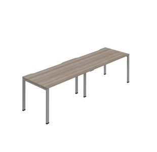 Jemini Two Person Bench Desk 1400x800mm Grey Oak/Silver (Set of 2) KF800457
