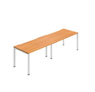 Jemini Two Person Bench Desk 1600x800mm Beech/White (Set of 2) KF800467