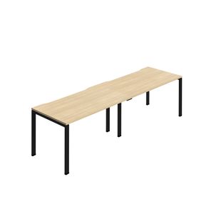 Jemini Two Person Bench Desk 1600x800mm Nova Oak/Black (Set of 2) KF800476