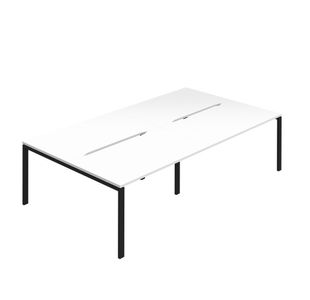 Jemini Four Person Back-to-Back Bench Desk 1200x800mm White/Black (Set of 2) KF800495
