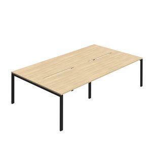 Jemini Four Person Back-to-Back Bench Desk 1400x800mm Nova Oak/Black (Set of 2) KF800509