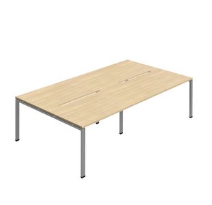 Jemini Four Person Back-to-Back Bench Desk 1400x800mm Nova Oak/Silver (Set of 2) KF800510