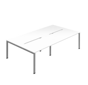 Jemini Four Person Back-to-Back Bench Desk 1400x800mm White/Silver (Set of 2) KF800513