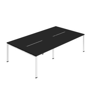Jemini Four Person Back-to-Back Bench Desk 1600x800mm Black/White (Set of 2) KF800521