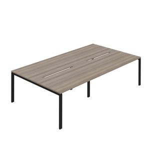 Jemini Four Person Back-to-Back Bench Desk 1600x800mm Grey Oak/Black (Set of 2) KF800522