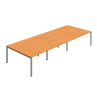 Jemini Six Person Back-to-Back Bench Desk 1200x800mm Beech/Silver (Set of 3) KF800533