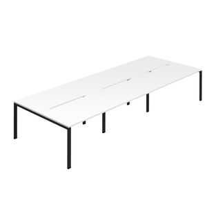 Jemini Six Person Back-to-Back Bench Desk 1200x800mm White/Black (Set of 3) KF800546
