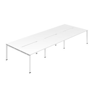 Jemini Six Person Back-to-Back Bench Desk 1400x800mm White (Set of 3) KF800564