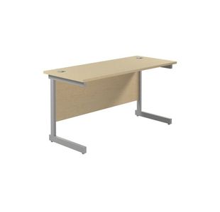Jemini Single Rectangular Desk 1400x600x730mm Maple/Silver KF800565