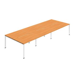 Jemini Six Person Back-to-Back Bench Desk 1600x800mm Beech/White (Set of 3) KF800568