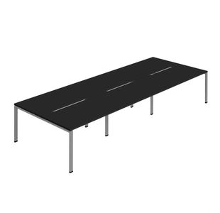 Jemini Six Person Back-to-Back Bench Desk 1600x800mm Black/Silver (Set of 3) KF800570