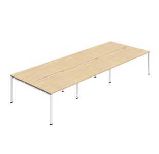 Jemini Six Person Back-to-Back Bench Desk 1600x800mm Nova Oak/White (Set of 3) KF800578