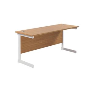 Jemini Single Rectangular Desk 1600x600x730mm Nova Oak/White KF800725