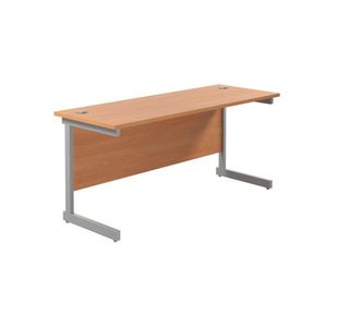 Jemini Single Rectangular Desk 1800x600x730mm Beech/Silver KF800766