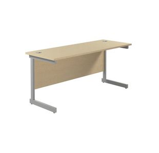 Jemini Single Rectangular Desk 1800x600x730mm Maple/Silver KF800809