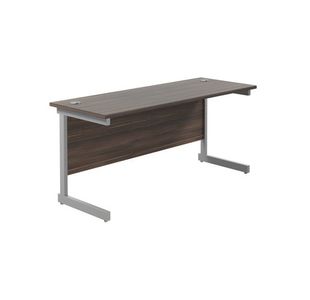 Jemini Single Rectangular Desk 1800x600x730mm Dark Walnut/Silver KF800815