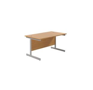 Jemini Single Rectangular Desk 1400x800x730mm Nova Oak/Silver KF801145