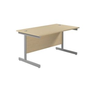 Jemini Single Rectangular Desk 1400x800x730mm Maple/Silver KF801167