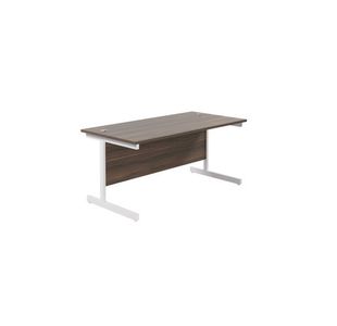 Jemini Single Rectangular Desk 1600x800x730mm Dark Walnut/White KF801353