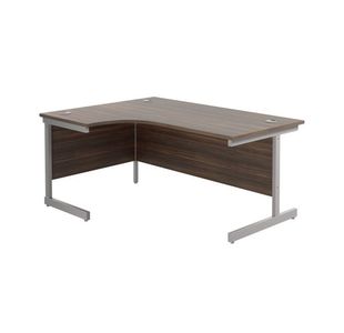 Jemini Radial Left Hand Cantilever Desk 1600x1200x730mm Dark Walnut/Silver KF801778