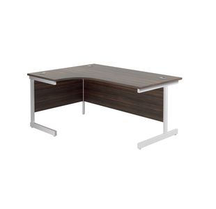 Jemini Radial Left Hand Cantilever Desk 1600x1200x730mm Dark Walnut/White KF801896