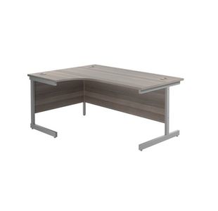 Jemini Radial Left Hand Cantilever Desk 1800x1200x730mm Grey Oak/Silver KF801970