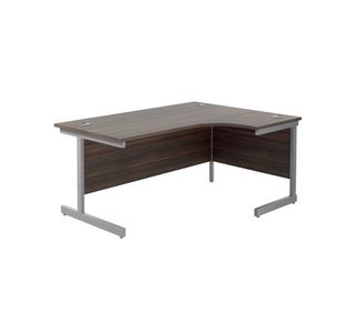 Jemini Radial Right Hand Cantilever Desk 1800x1200x730mm Dark Walnut/Silver KF802073
