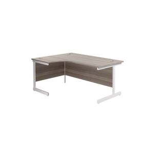 Jemini Radial Left Hand Cantilever Desk 1800x1200x730mm Grey Oak/White KF802095