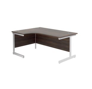 Jemini Radial Left Hand Cantilever Desk 1800x1200x730mm Dark Walnut/White KF802135