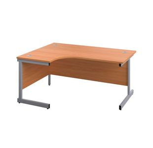 First Radial Left Hand Desk 1600x1200x730mm Beech/Silver KF803010