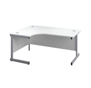 First Radial Left Hand Desk 1600x1200x730mm White/Silver KF803034