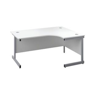 First Radial Right Hand Desk 1600x1200x730mm White/Silver KF803065