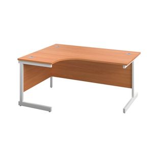 First Radial Left Hand Desk 1600x1200x730mm Beech/White KF803072