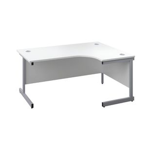 First Radial Right Hand Desk 1800x1200x730mm White/Silver KF803188