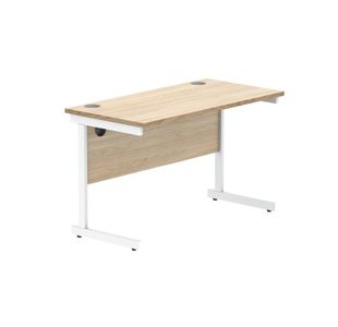 Astin Rectangular Single Upright Cantilever Desk 1200x600x730mm Canadian Oak/Arctic White KF803307