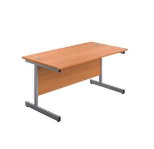 First Rectangular Cantilever Desk 1400x800x730mm Beech/Silver KF803379