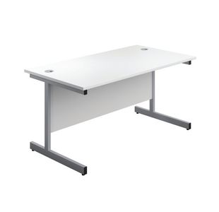First Rectangular Cantilever Desk 1400x800x730mm White/Silver KF803393