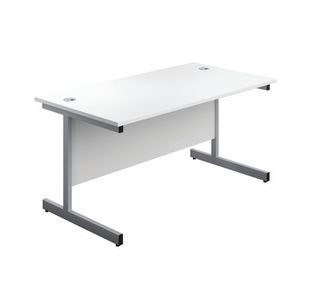 First Single Desk with 3 Drawers Pedestal 1600x800mm White/Silver KF803607
