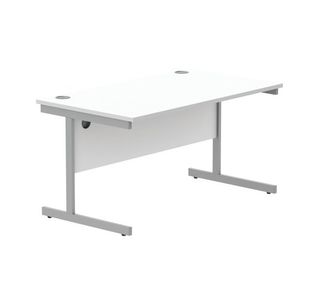 Astin Rectangular Single Upright Cantilever Desk 1400x800x730mm Arctic White/Arctic White KF803617