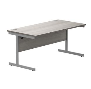 Astin Rectangular Single Upright Cantilever Desk 1600x800x730mm Alaskan Grey Oak/Silver KF803697