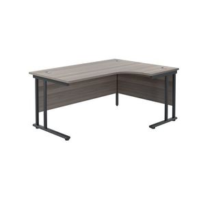 Jemini Radial Right Hand Double Upright Cantilever Desk 1800x1200x730mm Grey Oak/Black KF803812