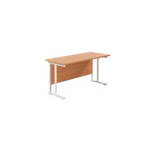 Jemini Rectangular Cantilever Desk 1400x600x730mm Beech/White KF806387