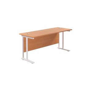 Jemini Rectangular Cantilever Desk 1800x600x730mm Beech/White KF806622