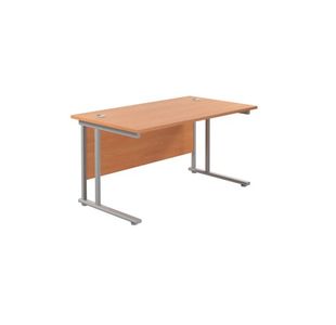 Jemini Rectangular Cantilever Desk 1400x800x730mm Beech/Silver KF806929