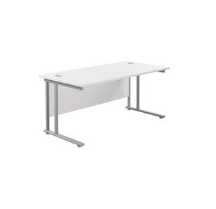 Jemini Rectangular Cantilever Desk 1600x800x730mm White/Silver KF807070