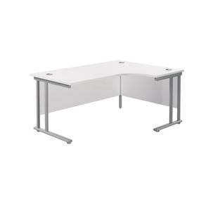 Jemini Radial Right Hand Cantilever Desk 1600x1200x730mm White/Silver KF807612