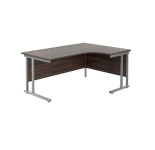 Jemini Radial Right Hand Cantilever Desk 1600x1200x730mm Dark Walnut/Silver KF807636